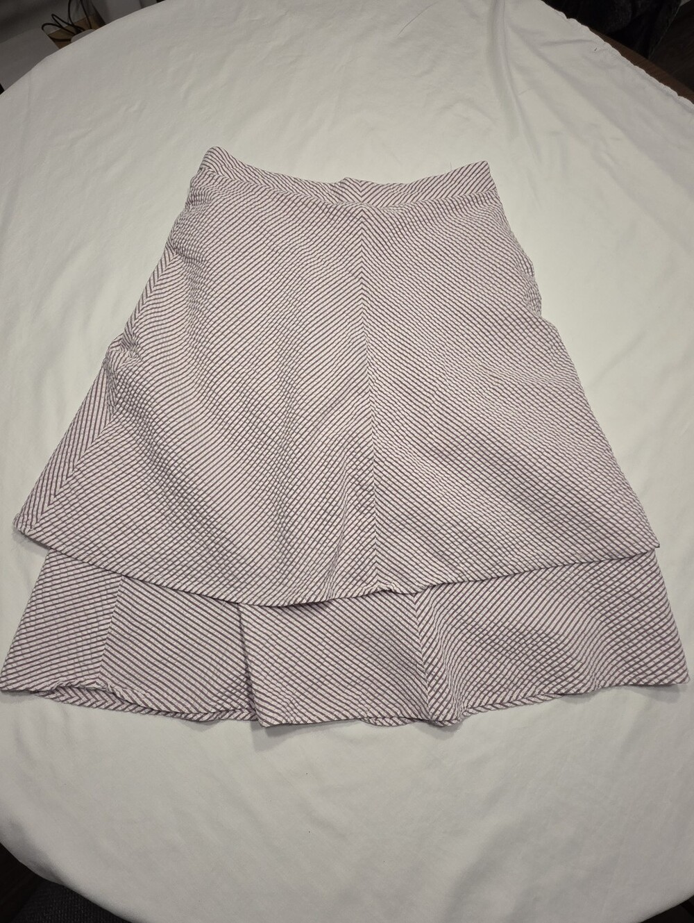 Vintage Y2k Tiered Seersucker Midi Skirt Size 2 Isaac Mizrahi For Target